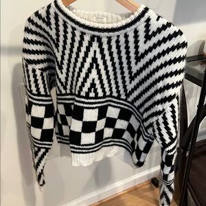 MOTHER Black and White Patterned Sweater
